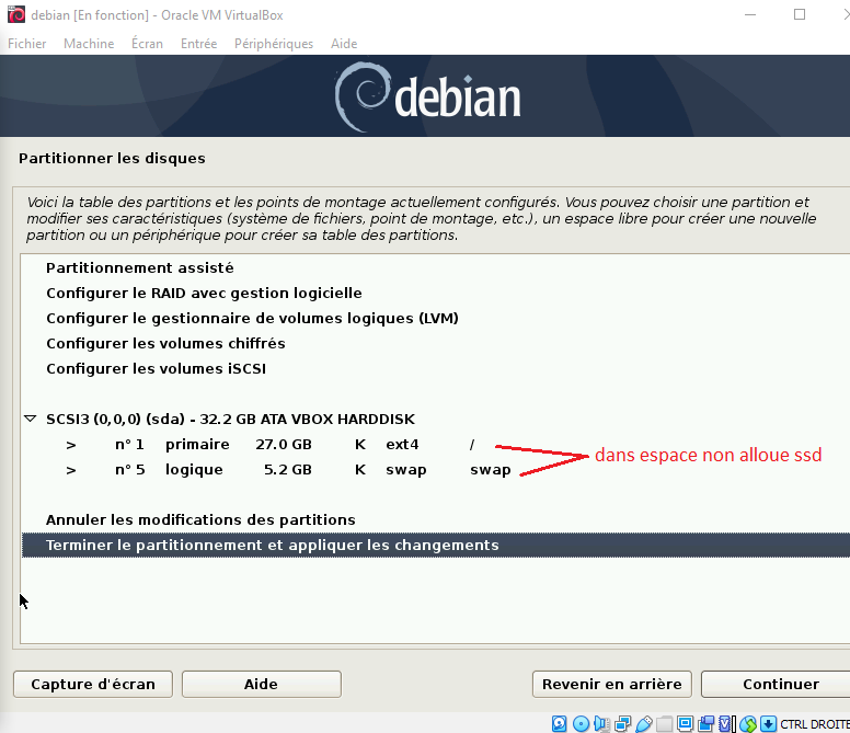 debiant partitionement 7