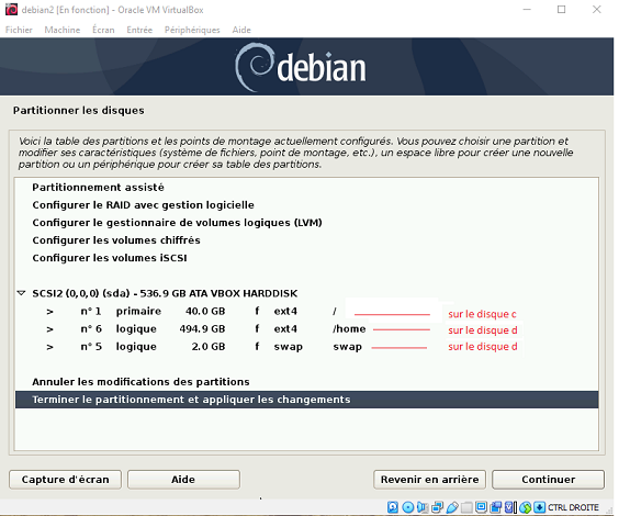 debiant partitionement